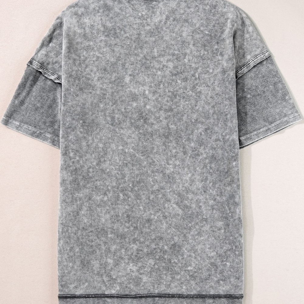 Philippine Gray Mineral Wash Exposed Seam Drop Shoulder‎ Oversized Tee - Picture 2 of 11